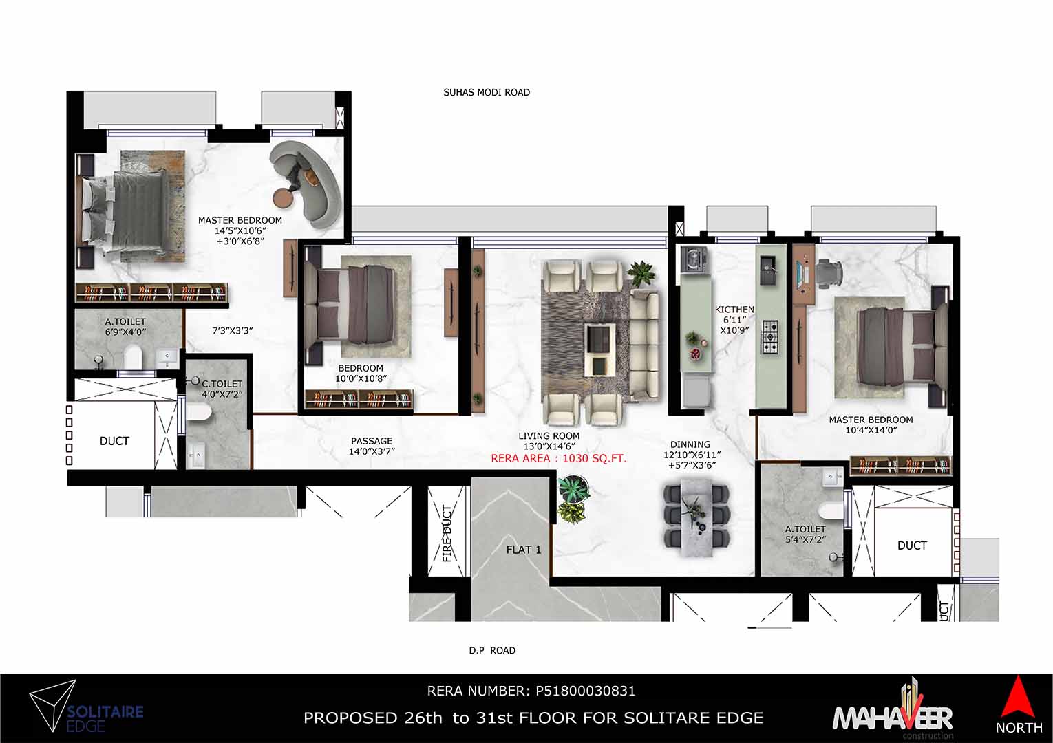 3BHK - 1030 Sq.Ft.